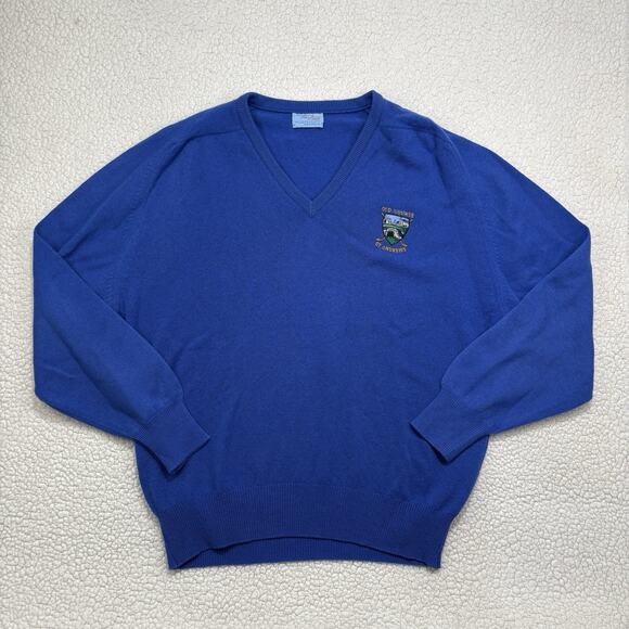 Vintage Golf Wool Sweater St Andrews Scotland Lyle & Scott Tom Morris V Neck